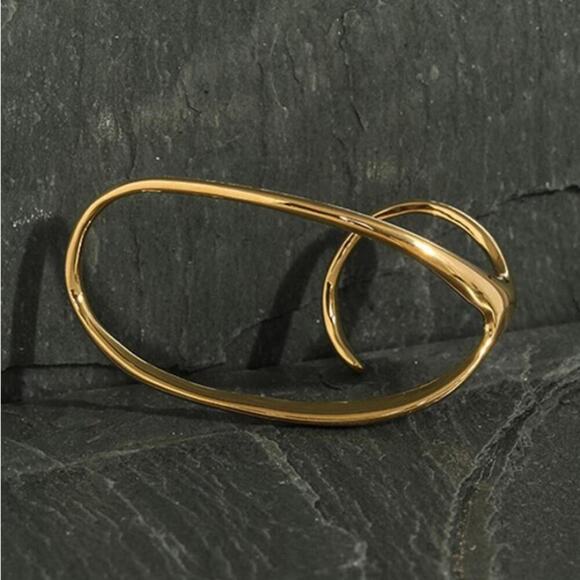 Gold Irregular Ring, Geometric, Two Finger Ring - Picture 4 of 4